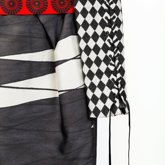 Aquilano Rimondi SS/13 Runway White & Black Multi-Pattern Silk Dress - Picture 6 of 14